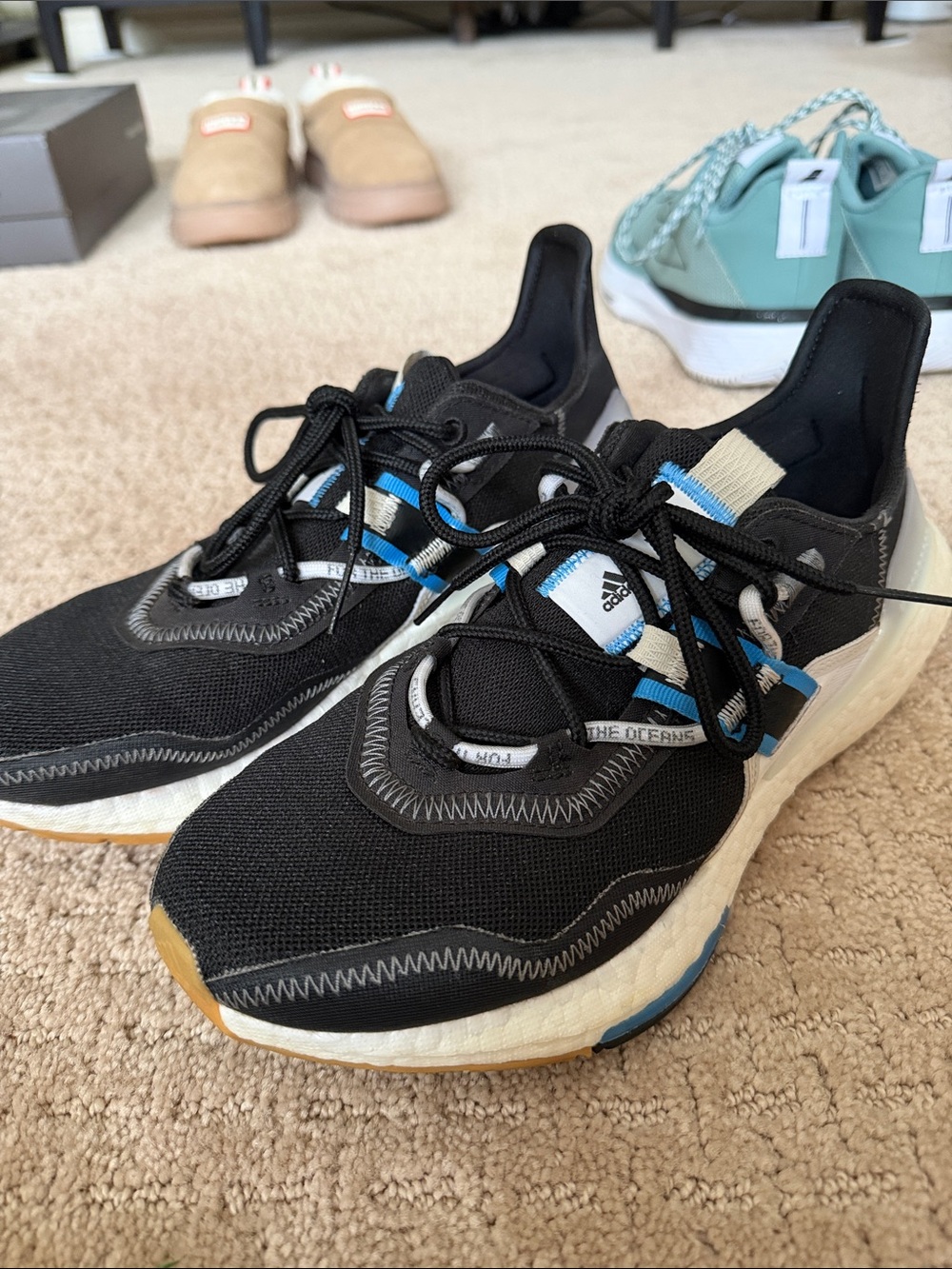 adidas Ultraboost parley Black Sneakers with Blue and White Accents
